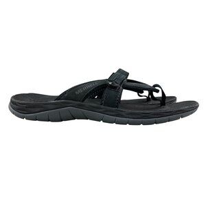 Merrell Womens Size 7 Siren Wrap Q2 Black Hook & Loop Slip On Flip Flops Sandals